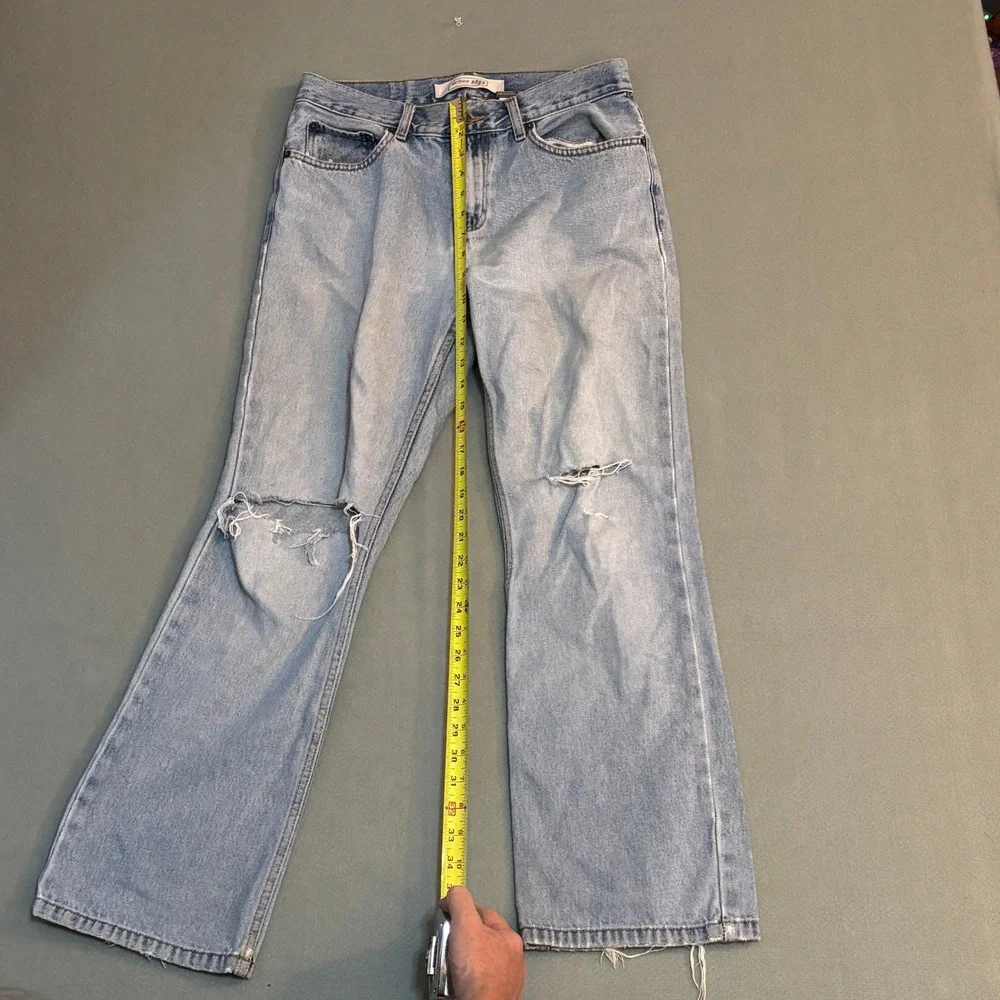 Urban Up Pipeline Mens Distressed Relaxed‎ Straight Leg Jeans Light Wash 29x30